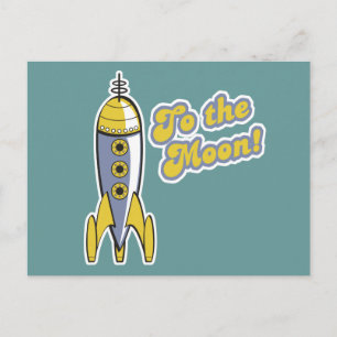 naar de maan retro ruimte raket briefkaart