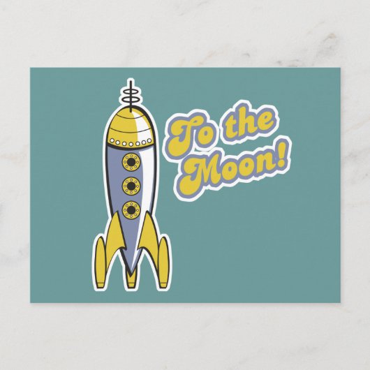 naar de maan retro ruimte raket briefkaart (Voorkant)