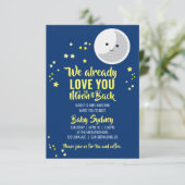 naar de maan SIP & SEE baby shower YELLOW NAVY Kaart (Staand voorkant)