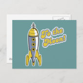 naar de maanretro-ruimteraket briefkaart (Voorkant / Achterkant)