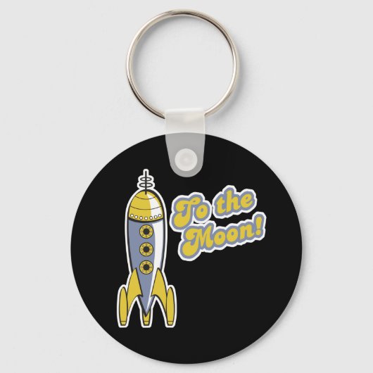 naar de maanretro-ruimteraket sleutelhanger (Voorkant)