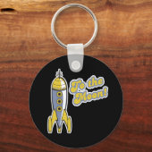 naar de maanretro-ruimteraket sleutelhanger (Voorkant)