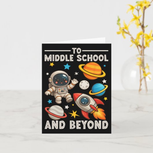 Naar de middelbare school en verder astronaut grap kaart (Gele Bloem)