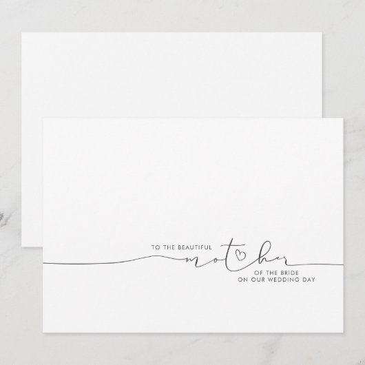 Naar de mooie moeder van de Bride Groom-boodschap (Voorkant / Achterkant)