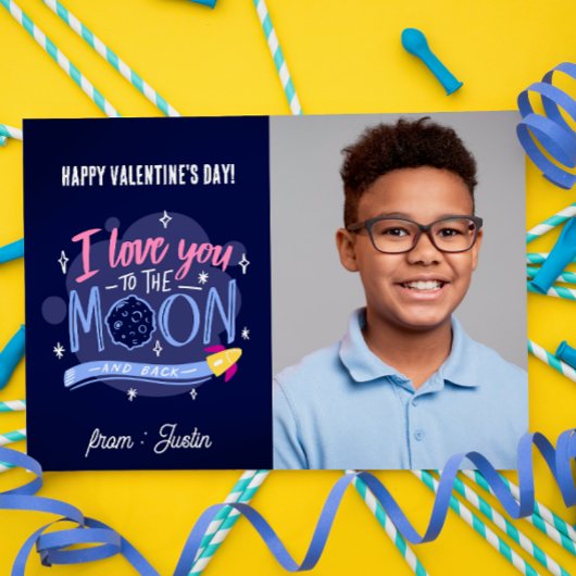 NAAR DE MOON EN BACK KINDER foto's van de Valentij Notitiekaartje