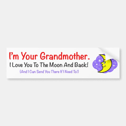 Naar de Moon Grandmoeder Bumpersticker (Voorkant)