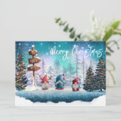 Naar de Noordpool Kerstkabouters Feestdagenkaart (Staand voorkant)