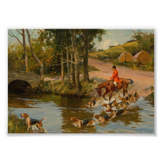 Naar de Ontmoet Engelse Beagle Hounds 1895 Foto Afdruk (Voorkant)