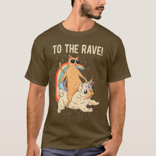 Naar de Rave EDM Cat Dog Techno DJ Rave Party T-shirt