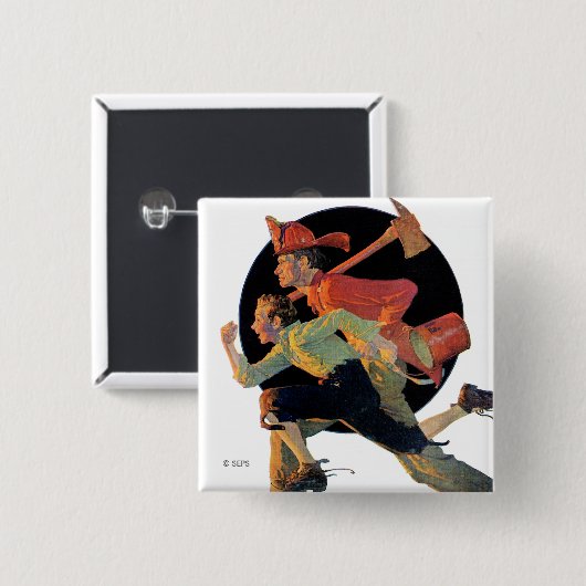 Naar de redding vierkante button 5,1 cm (Voorkant /achterkant)