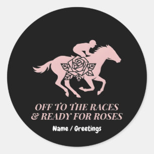 Naar de renbaan & klaar voor rozen Paardenraces Ronde Sticker