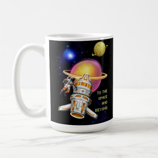 Naar de ruimte en daarbuiten koffiemok (Links)
