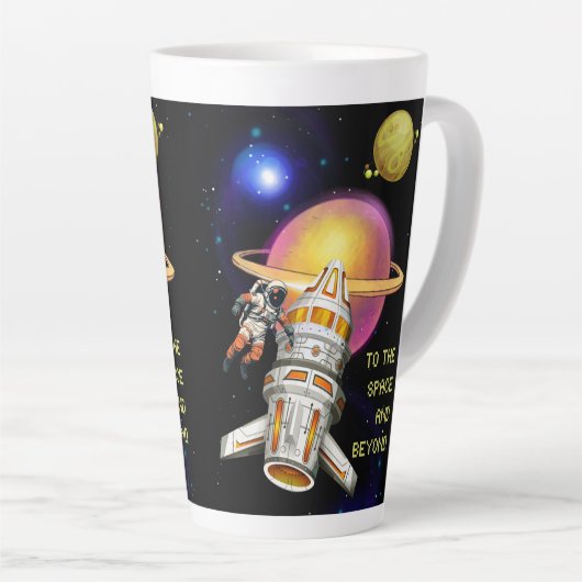 Naar de ruimte en daarbuiten latte mok (Rechterhoek)