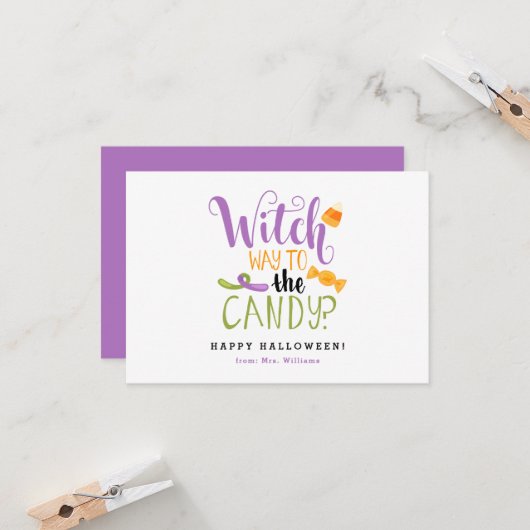 Naar de Snoep Halloween-kaarten Kaart (Voorkant / Achterkant in situ)