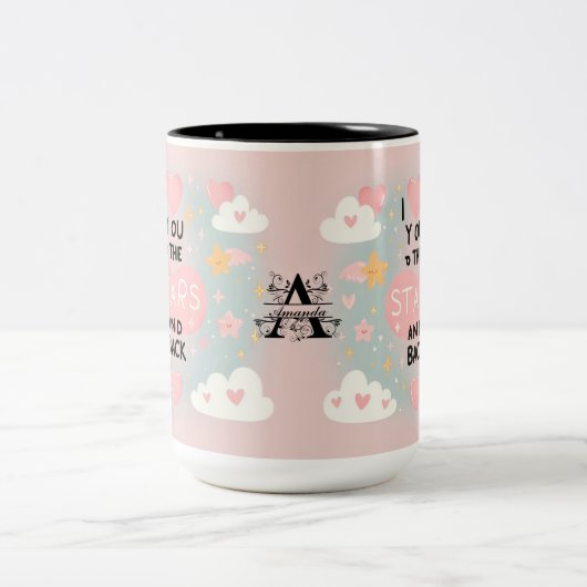 Naar de sterren en terug: persoonlijke liefde tweekleurige koffiemok (Center)