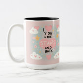 Naar de sterren en terug: persoonlijke liefde tweekleurige koffiemok (Links)