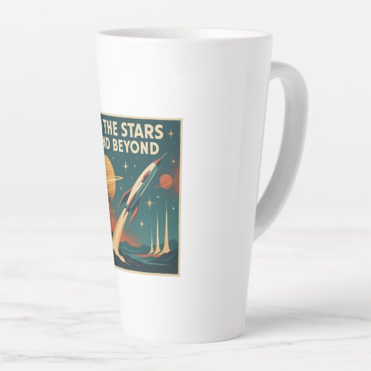 "Naar de sterren en verder" ruimtevaart Latte Mok (Rechterhoek)