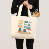 Naar de strand (jongen) grote tote bag (Voorkant (product))