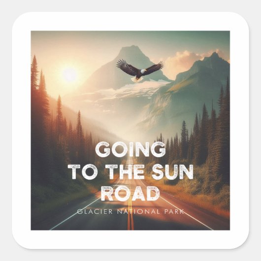 Naar de Sun Road Montana Eagle Vierkante Sticker (Voorkant)