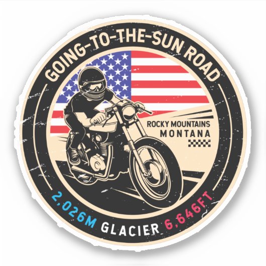 Naar de Sun Road Montana-motor Sticker (Voorkant)