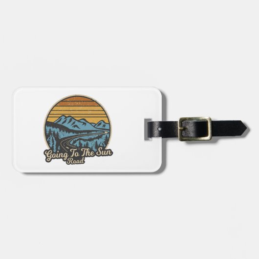 Naar de Sun Road Montana Retro Bagagelabel (Voorkant horizontaal)