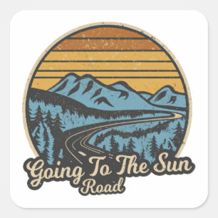 Naar de Sun Road Montana Retro Vierkante Sticker