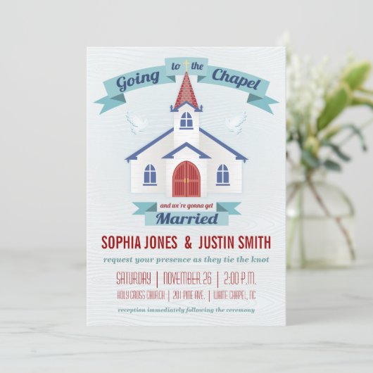 Naar de uitnodiging voor een Chapel Wedding (Staand voorkant)