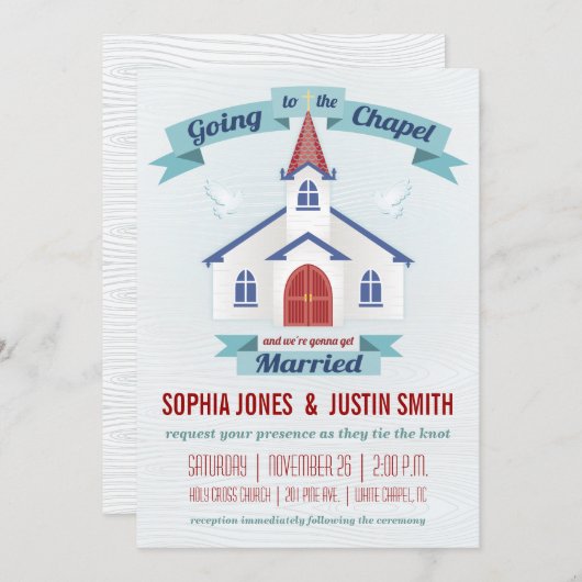 Naar de uitnodiging voor een Chapel Wedding (Voorkant / Achterkant)