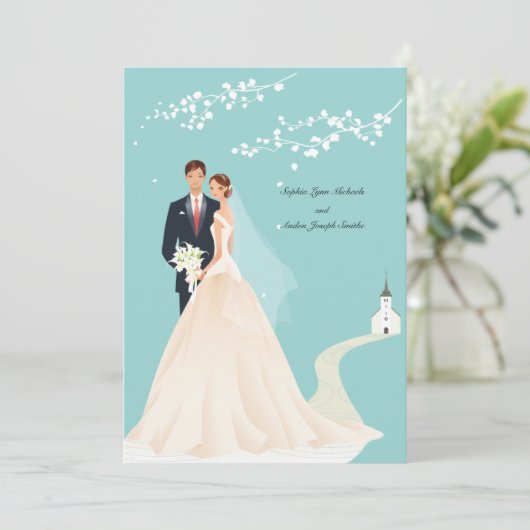 Naar de uitnodiging voor een Chapel Wedding (Staand voorkant)