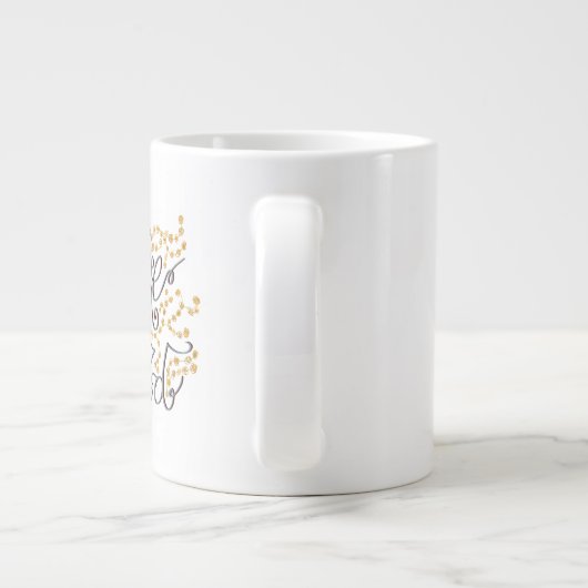 Naar de wereld mok, linkshandig grote koffiekop (Achterkant)