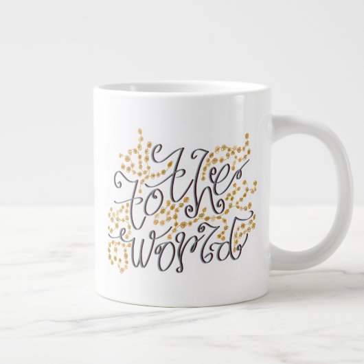 Naar de wereld mok, linkshandig grote koffiekop (Rechts)