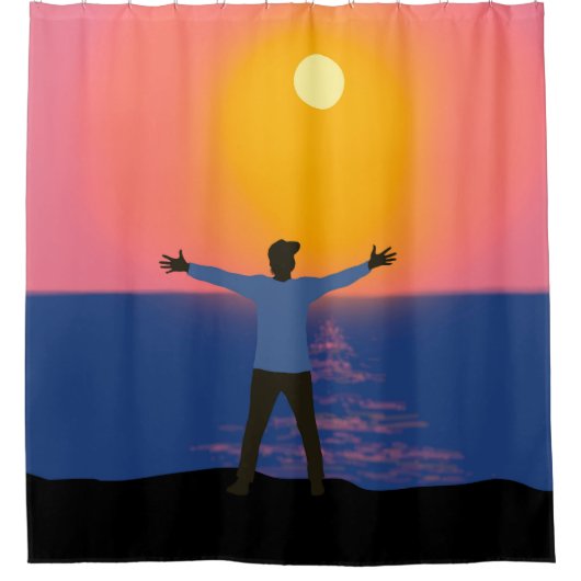 Naar de zon begroeten douchegordijn (Voorkant)