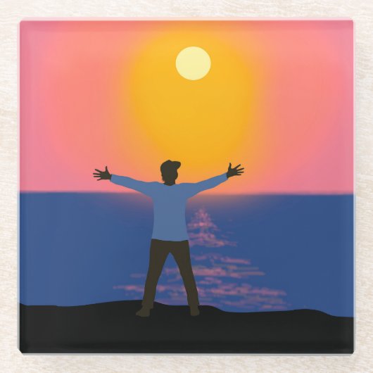 Naar de zon begroeten glazen onderzetter (Voorkant)