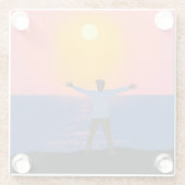 Naar de zon begroeten glazen onderzetter (Achterkant)