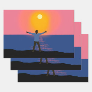 Naar de zon begroeten inpakpapier vel