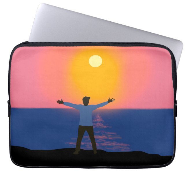 Naar de zon begroeten laptop sleeve (Voorkant)