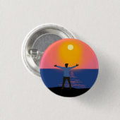 Naar de zon begroeten ronde button 3,2 cm (Voorkant /achterkant)