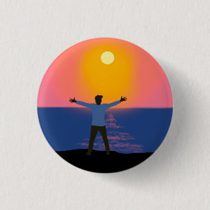 Naar de zon begroeten ronde button 3,2 cm