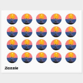 Naar de zon begroeten ronde sticker (Vel)