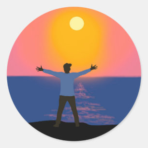 Naar de zon begroeten ronde sticker