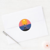 Naar de zon begroeten ronde sticker (Envelop)