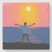 Naar de zon begroeten stenen onderzetter (Voorkant)