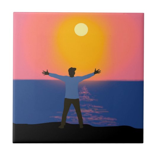 Naar de zon begroeten tegeltje (Voorkant)