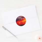 Naar de zon trekken ronde sticker (Envelop)