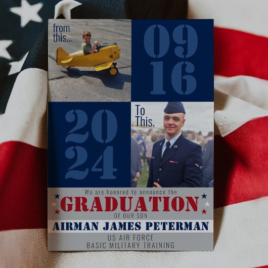 Naar dit militaire basis training Afstuderen Foto Aankondiging