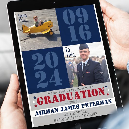 Naar dit militaire basis training Afstuderen Foto Aankondiging