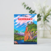 Naar Duitsland vliegen, Castle op de Rijn,  Briefkaart (Staand voorkant)