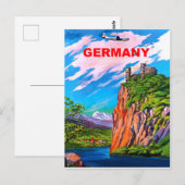 Naar Duitsland vliegen, Castle op de Rijn,  Briefkaart (Voorkant / Achterkant)