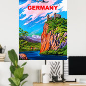 Naar Duitsland vliegen, Castle op de Rijn,  Poster (Thuiskantoor)