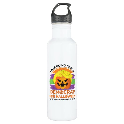 Naar een Democraat voor Halloween Funny Trumpkin Waterfles (Voorkant)
